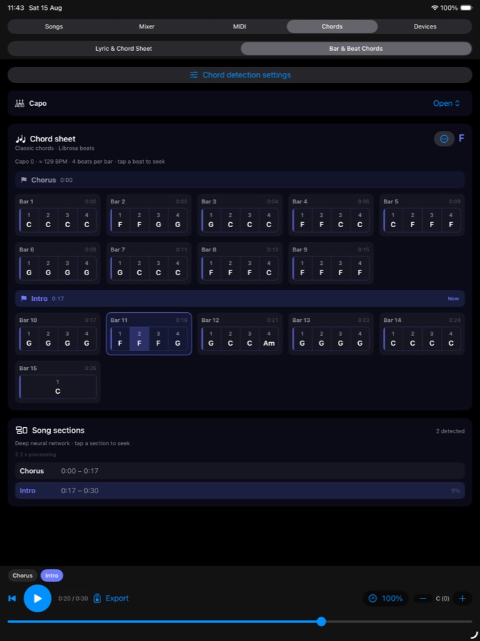 RazielReveal bar and beat chords view